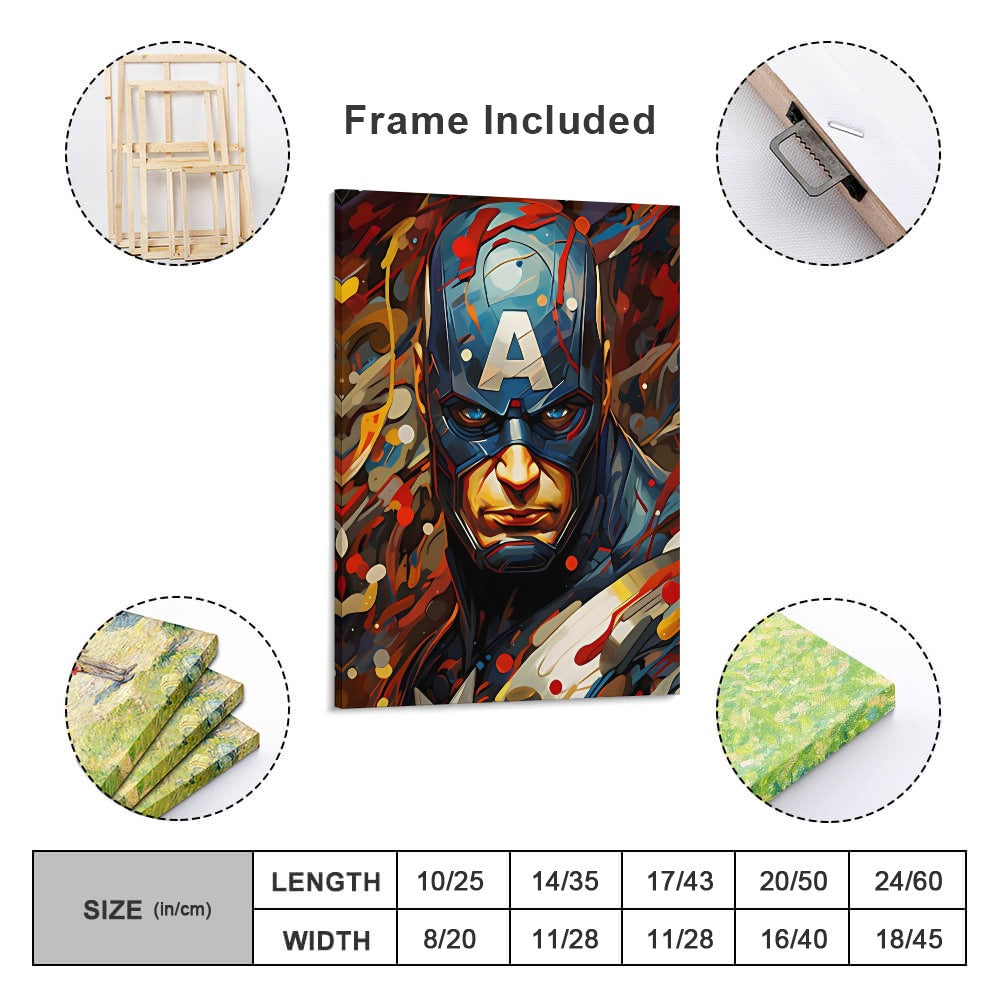 Captain America Graffiti Street Art – Framed Canvas (18x24)