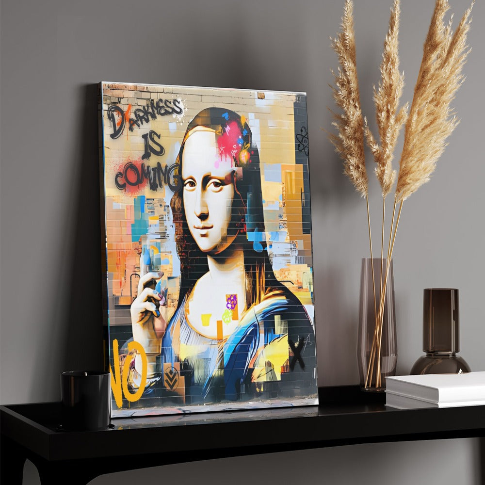 Mona Lisa Graffiti Street Art – Framed Canvas (18x24)