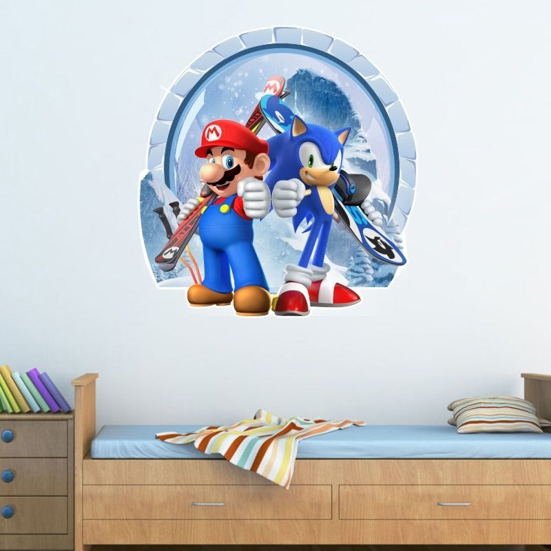 Sonic & Mario Cartoon Wall Stickers - Bring Gaming Heroes to Your Child’s Room!