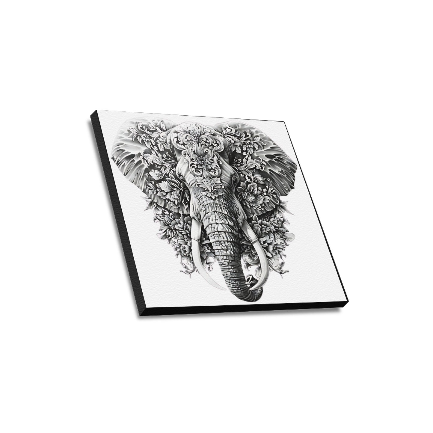 Elephant Abstract Monochromatic Canvas Print (16x16)