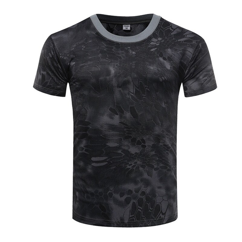 Camouflage Tactical Shirt Short Sleeve Men's Quick Dry Combat T-Shirt Military Army T Shirt Camo Outdoor Hiking Hunting Shirts