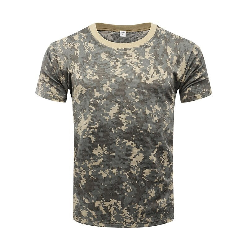 Camouflage Tactical Shirt Short Sleeve Men's Quick Dry Combat T-Shirt Military Army T Shirt Camo Outdoor Hiking Hunting Shirts