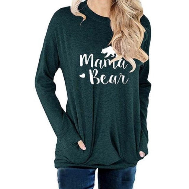 Mama Bear Women's T-shirts long sleeve fashion