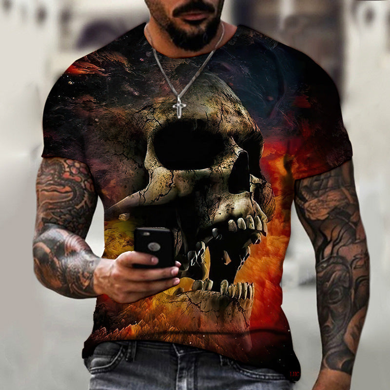 Summer Horror Skull 3D Digital Print T-Shirt