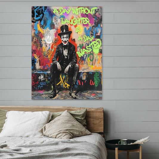 Charlie Chaplin Graffiti Street Art – Framed Canvas (18x24)