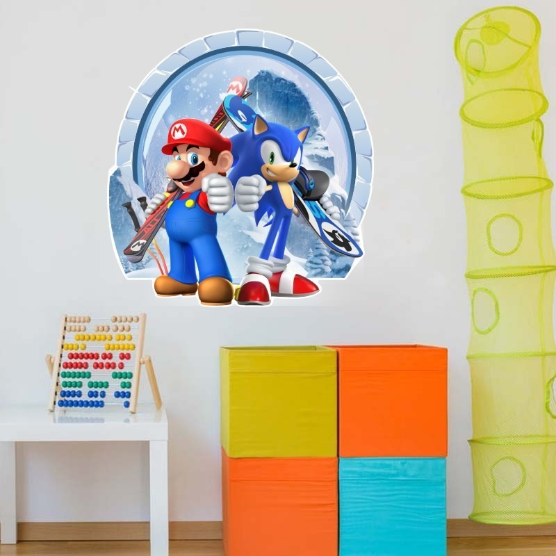 Sonic & Mario Cartoon Wall Stickers - Bring Gaming Heroes to Your Child’s Room!