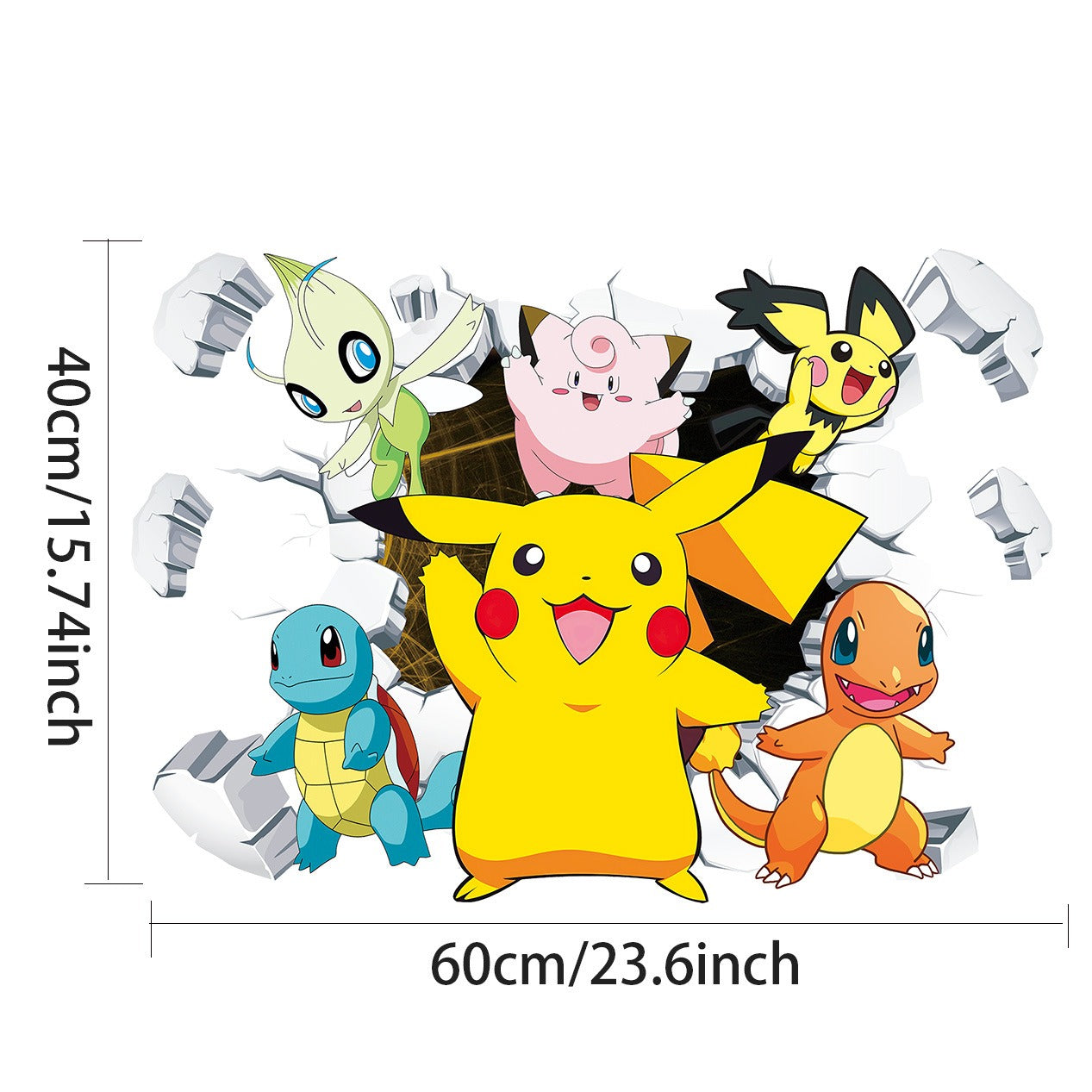 Large 3D Pikachu Digimon Children Wall self-Adhesive Decal