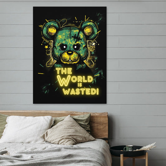 Neon Abstract Bear Canvas – Bold and Artistic Wall Decor