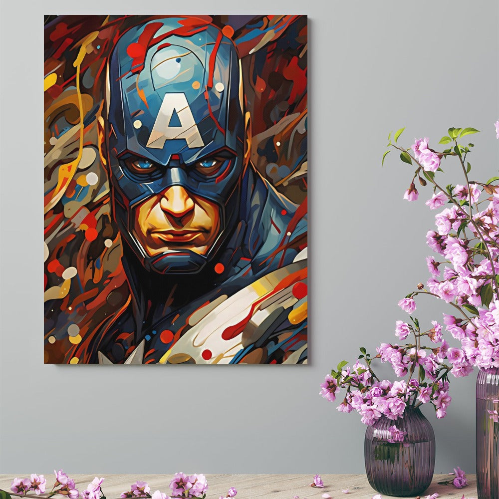 Captain America Graffiti Street Art – Framed Canvas (18x24)