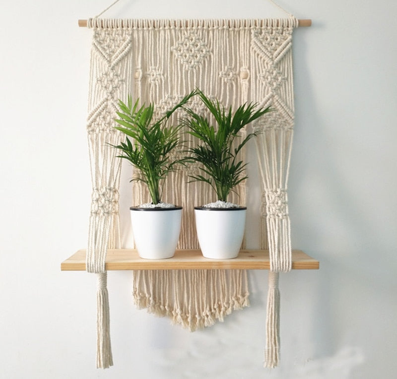 Macrame Plant Hanger with Shelf Rope Planter Pot  Holder Decor