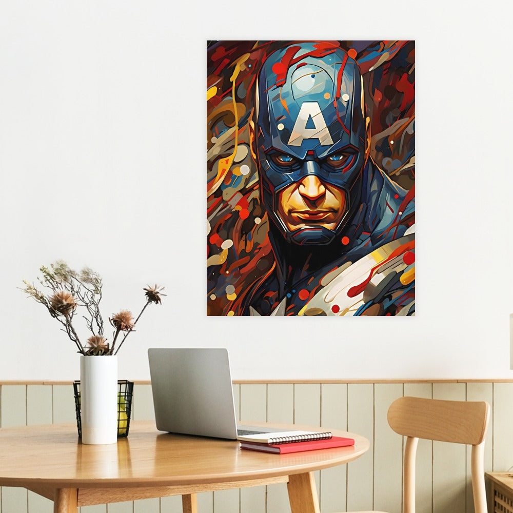 Captain America Graffiti Street Art – Framed Canvas (18x24)