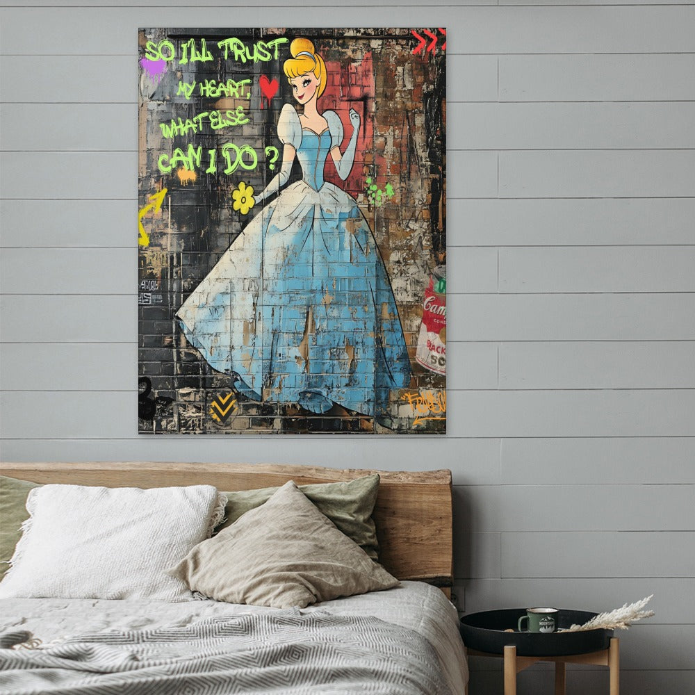 Cinderella Graffiti Street Art – Framed Canvas | Free Shipping