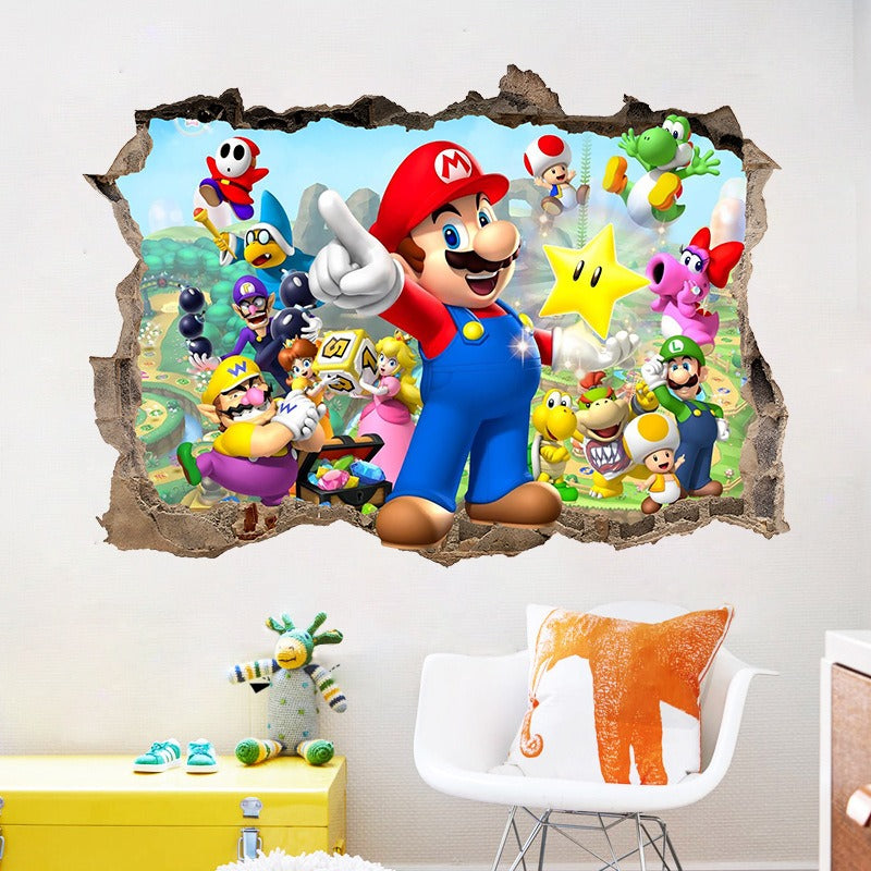 3D Super Mario Large Wall Stickers PVC 6 Different Styles To Choose From- Transform Your Space with Gaming Adventure!