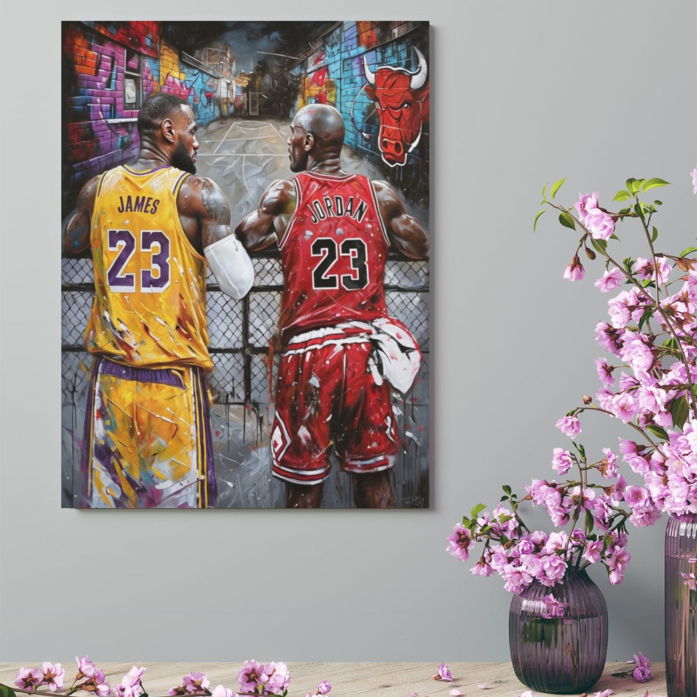 LeBron James & Michael Jordan Exclusive Framed Canvas – 18x24