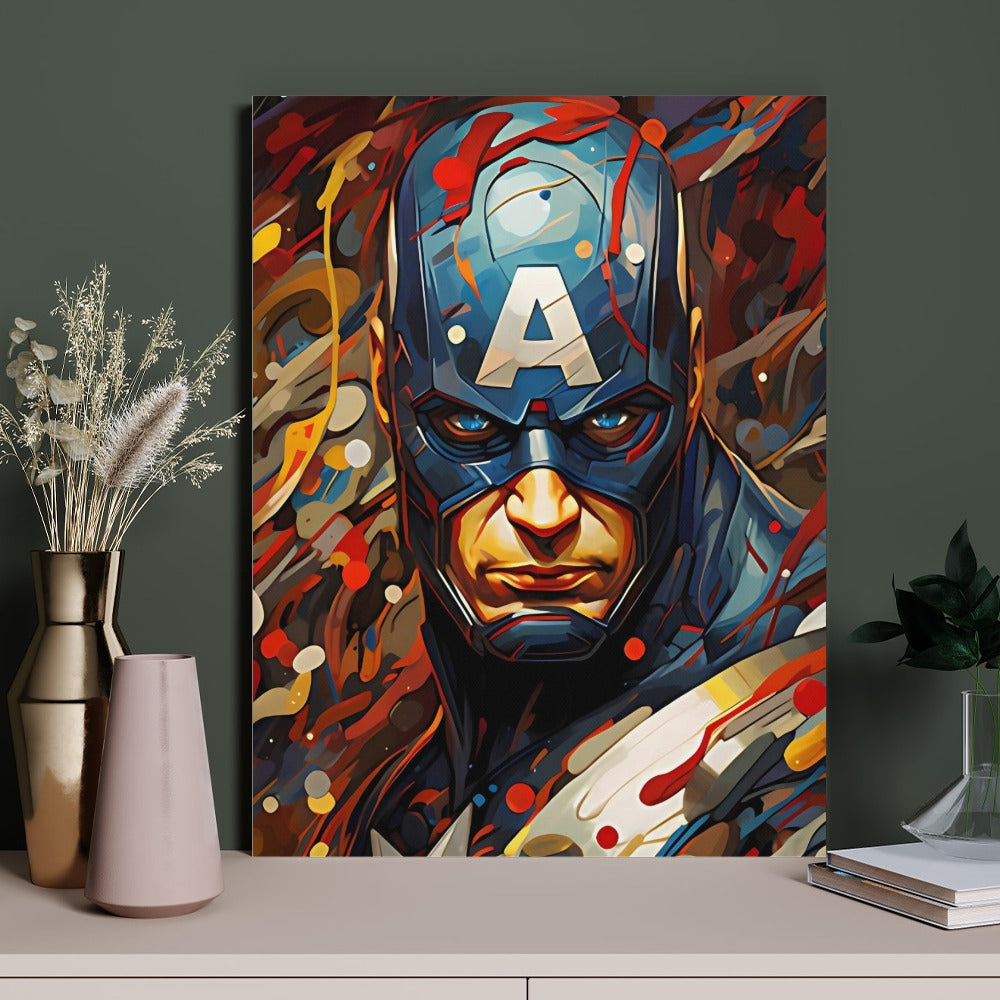 Captain America Graffiti Street Art – Framed Canvas (18x24)