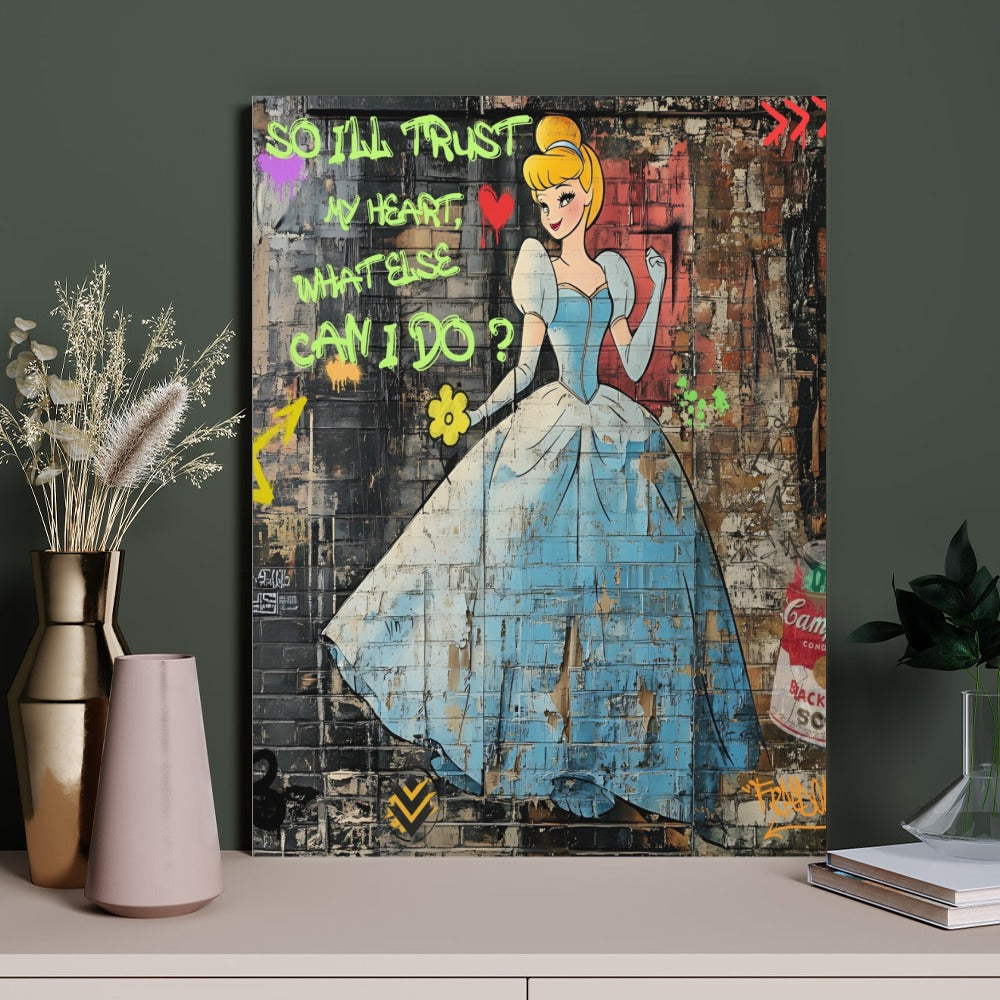 Cinderella Graffiti Street Art – Framed Canvas | Free Shipping