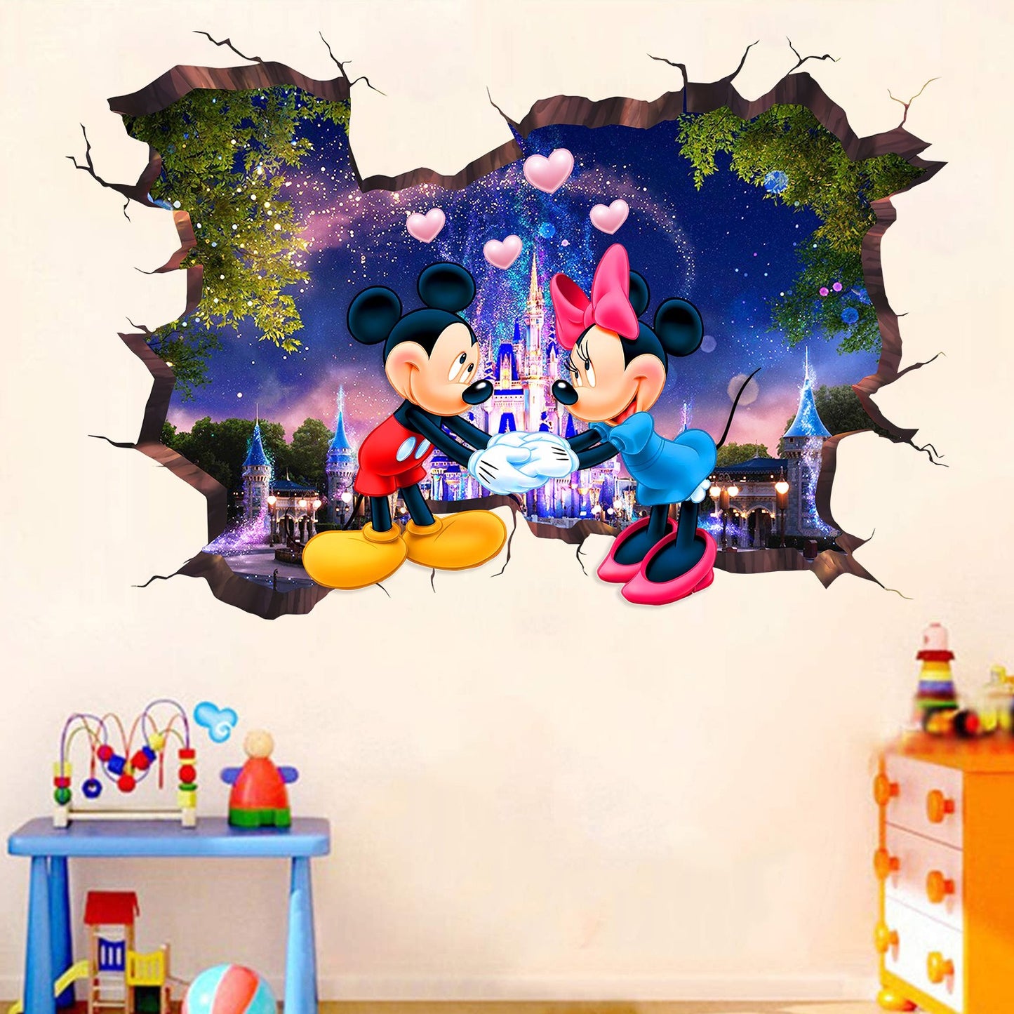 Minnie &amp; Mickey Cartoon Wall Stickers - Add Whimsy and Charm to Your Child’s Space!