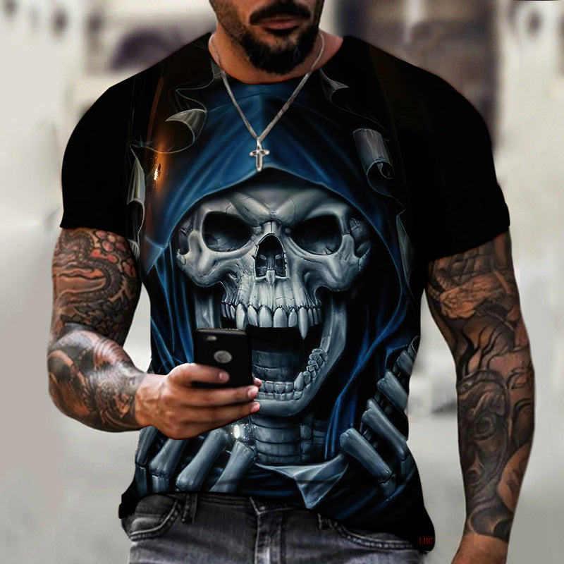 Summer Horror Skull 3D Digital Print T-Shirt