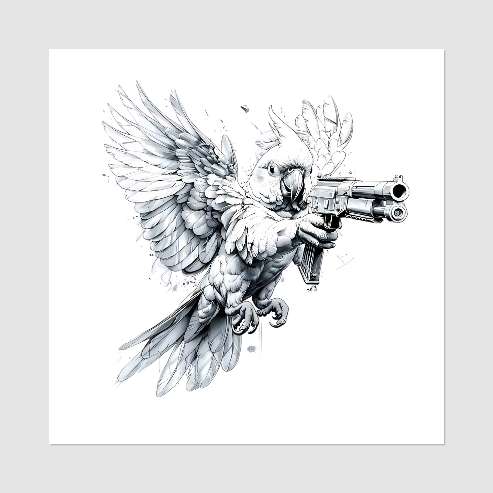 Cockatoo with gun Temporary Tattoo