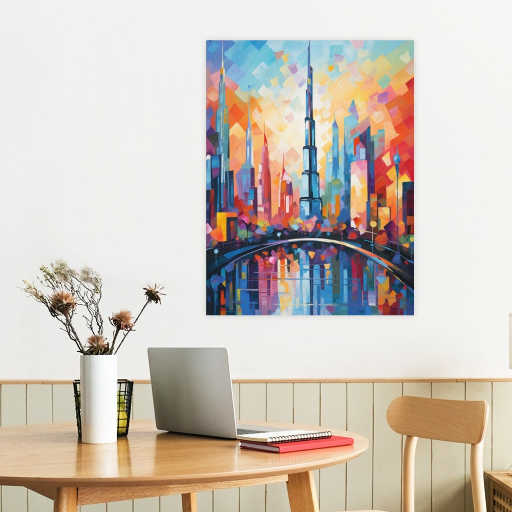 Abstract City Landscape – Oil Printed on Framed Canvas (18x24)