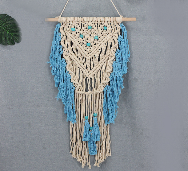 Blue Bohemian Macrame Wall Art – Handmade Tapestry