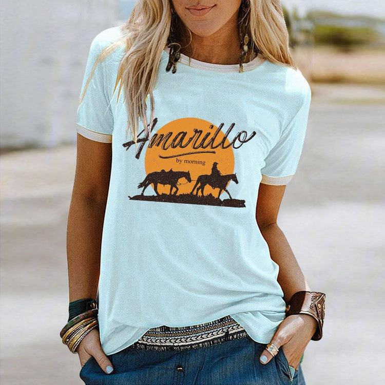 Amarillo Retro Women's Fashion T-Shirt – Country Charm with a Vintage Flair