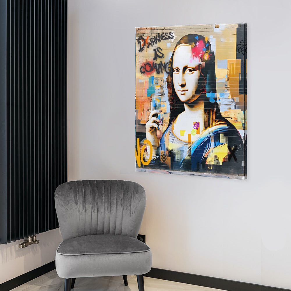 Mona Lisa Graffiti Street Art – Framed Canvas (18x24)