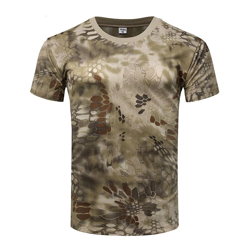 Camouflage Tactical Shirt Short Sleeve Men's Quick Dry Combat T-Shirt Military Army T Shirt Camo Outdoor Hiking Hunting Shirts