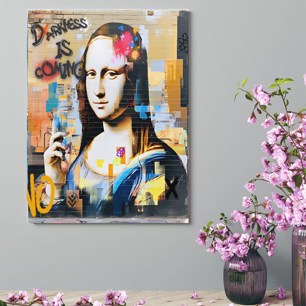 Mona Lisa Graffiti Street Art – Framed Canvas (18x24)