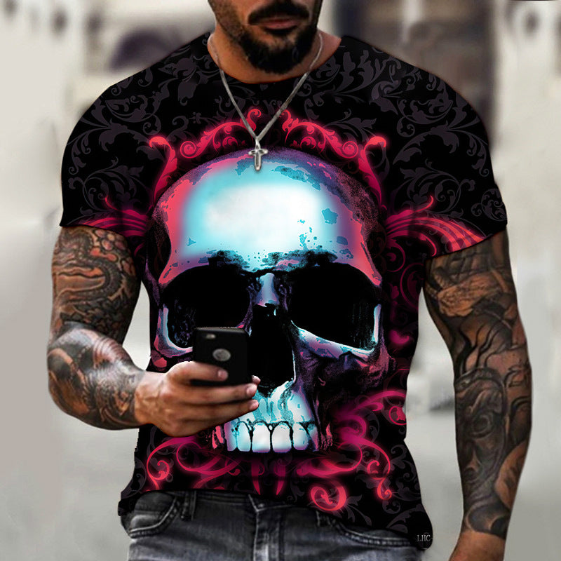 Summer Horror Skull 3D Digital Print T-Shirt