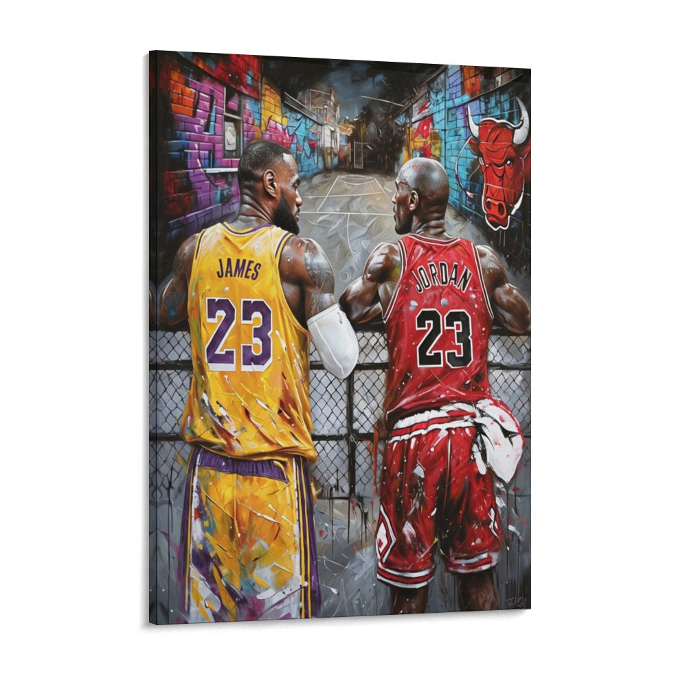 LeBron James & Michael Jordan Exclusive Framed Canvas – 18x24