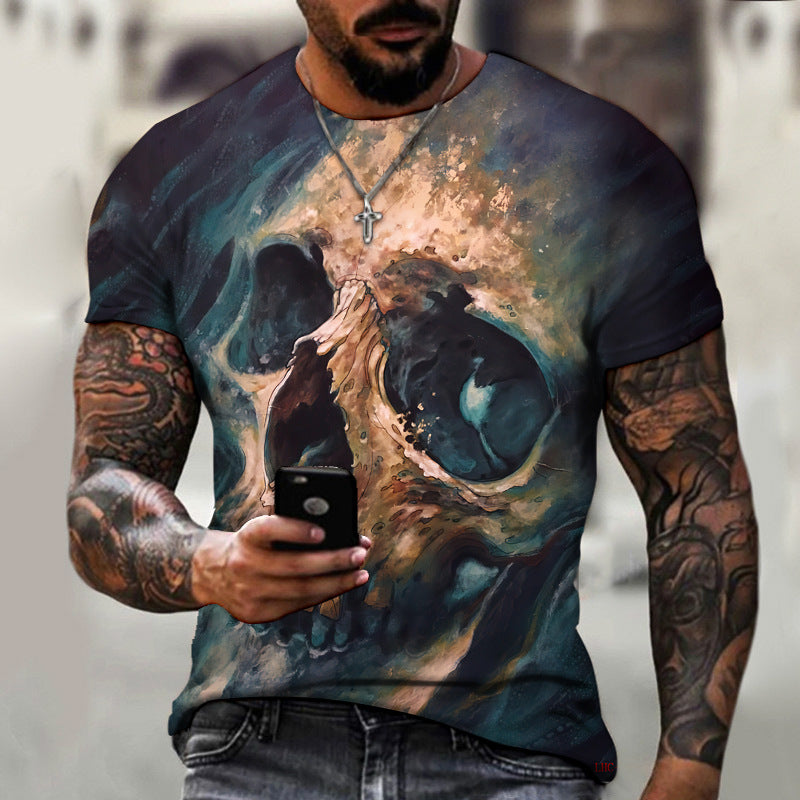 Summer Horror Skull 3D Digital Print T-Shirt