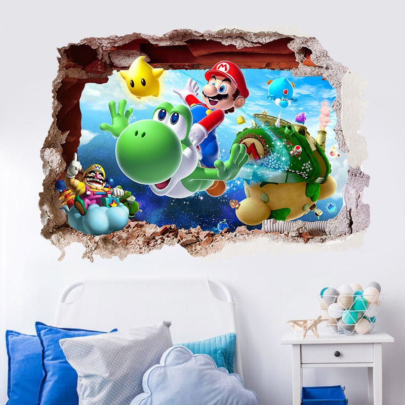 3D Super Mario Large Wall Stickers PVC 6 Different Styles To Choose From- Transform Your Space with Gaming Adventure!