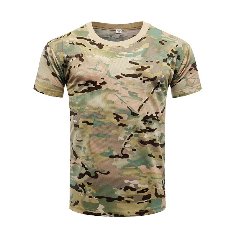 Camouflage Tactical Shirt Short Sleeve Men's Quick Dry Combat T-Shirt Military Army T Shirt Camo Outdoor Hiking Hunting Shirts