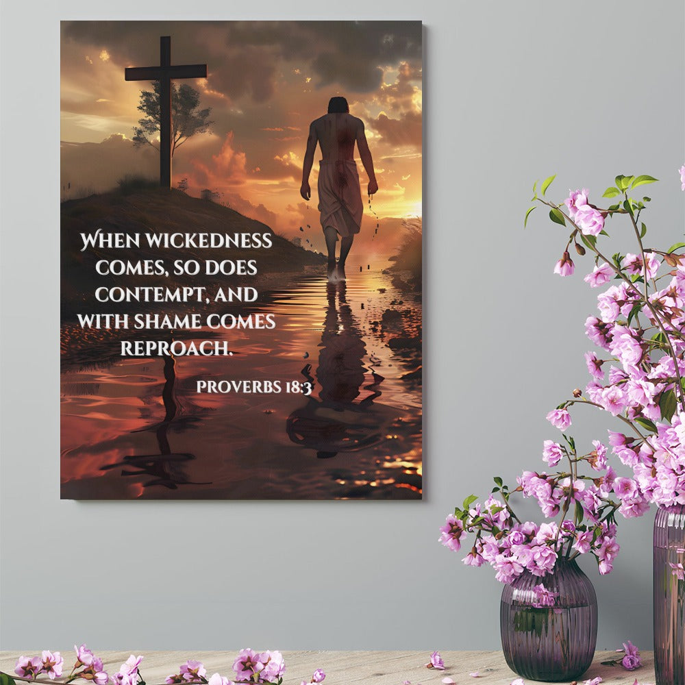 Proverbs 18:3 Canvas Wall Art – Inspirational Decor for Your Space