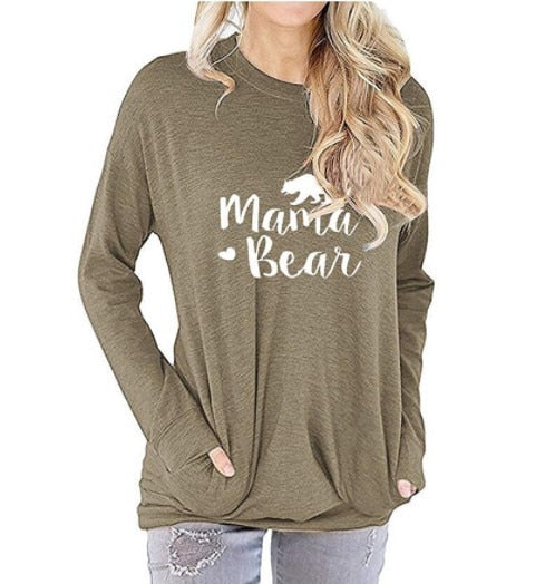 Mama Bear Women's T-shirts long sleeve fashion