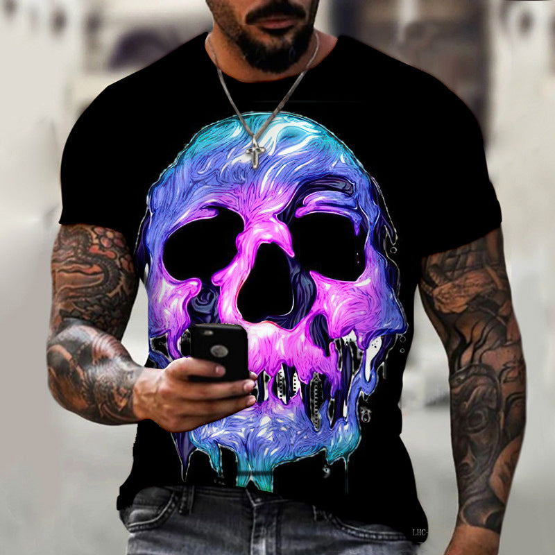 Summer Horror Skull 3D Digital Print T-Shirt