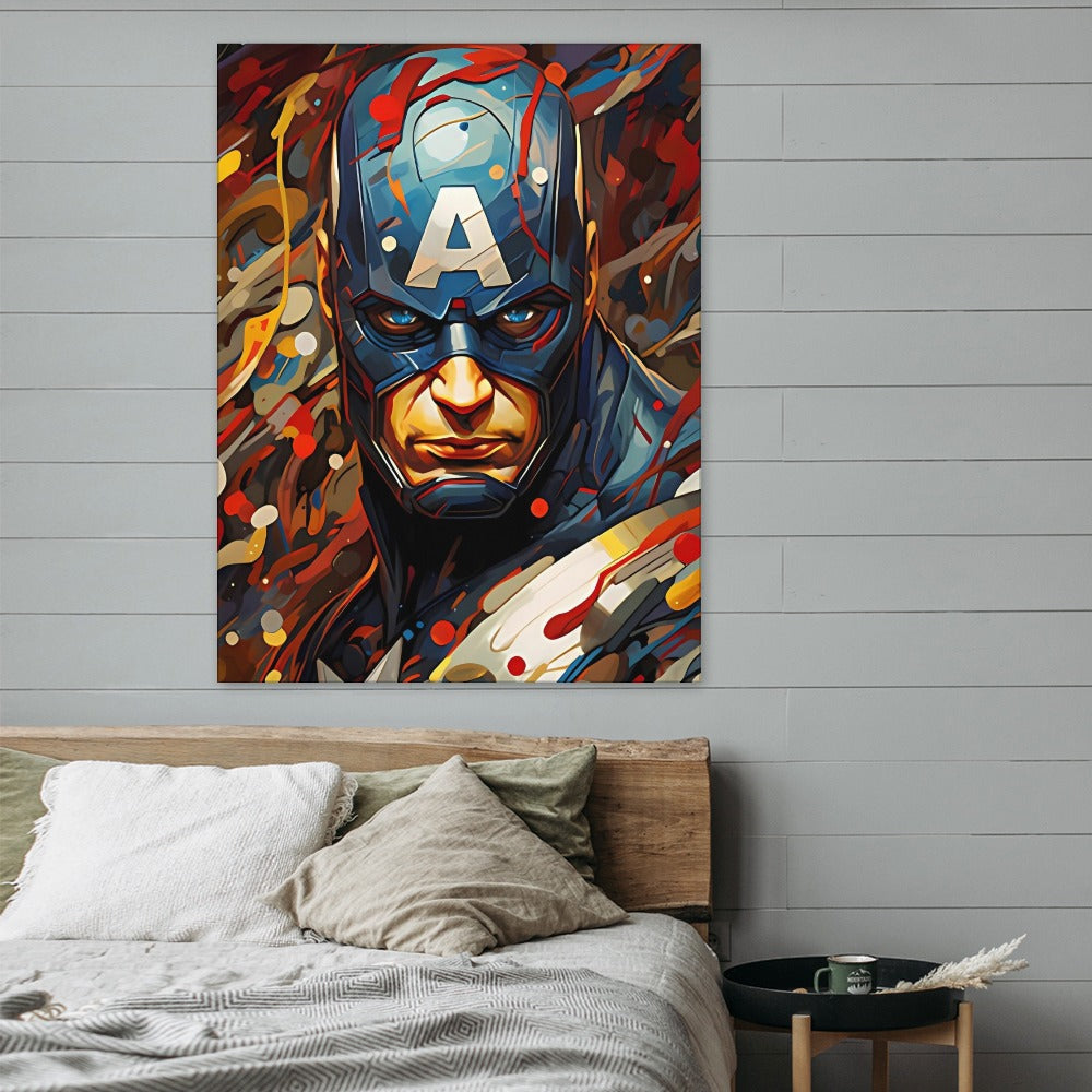 Captain America Graffiti Street Art – Framed Canvas (18x24)