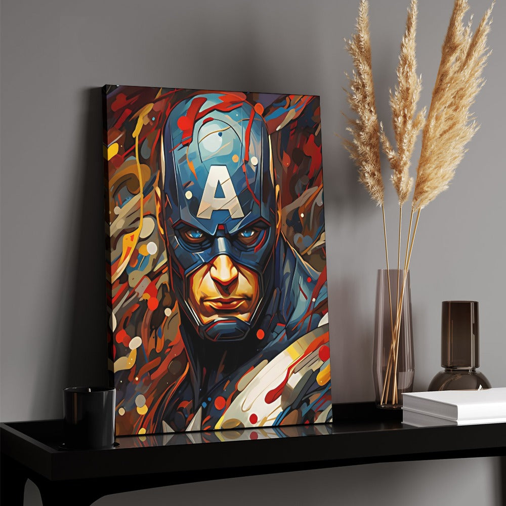 Captain America Graffiti Street Art – Framed Canvas (18x24)