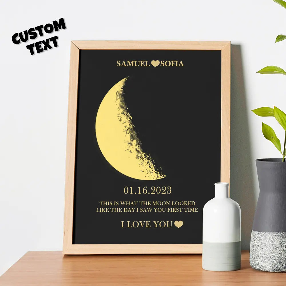 Custom Moon Phase and Names Wooden Frame – A Personalized Lunar Experience