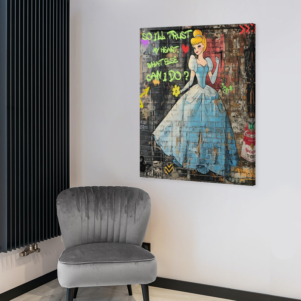 Cinderella Graffiti Street Art – Framed Canvas | Free Shipping