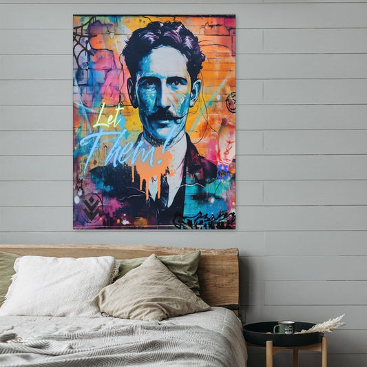 Nikola Tesla Graffiti Street Art – Framed Canvas (18x24)