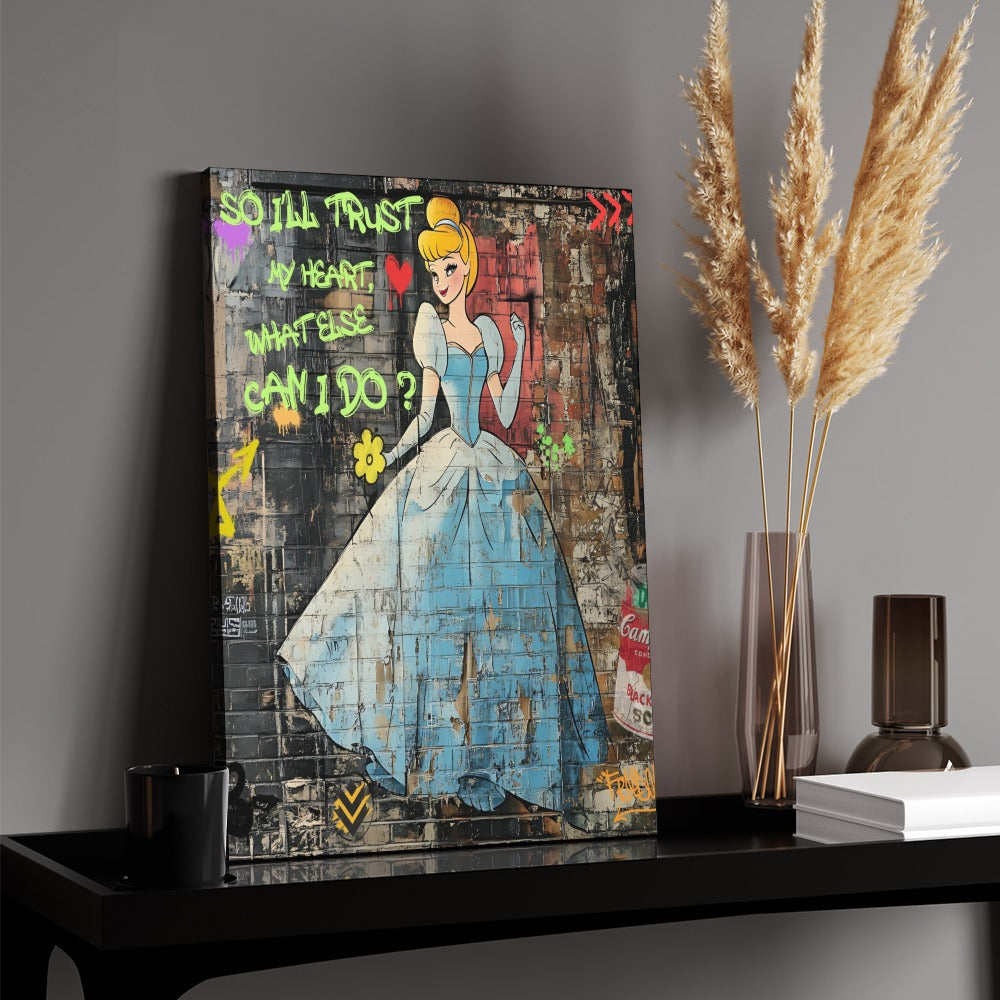 Cinderella Graffiti Street Art – Framed Canvas | Free Shipping