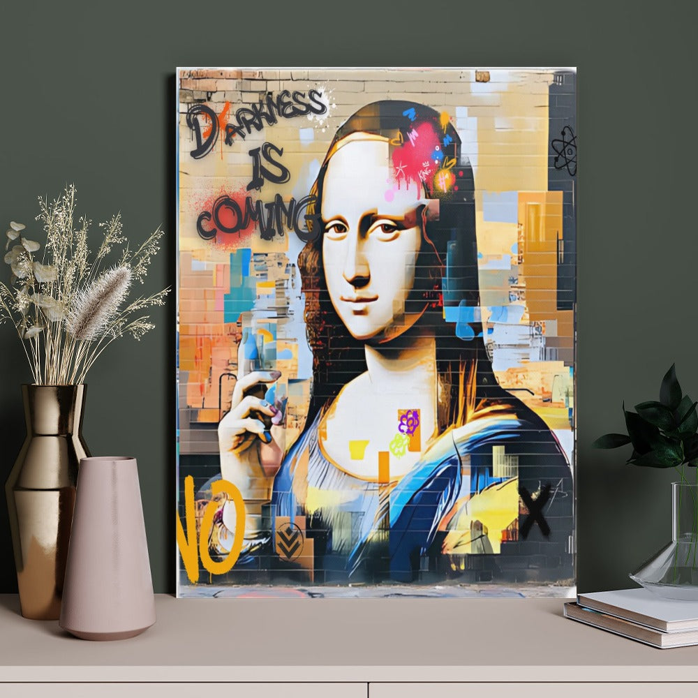 Mona Lisa Graffiti Street Art – Framed Canvas (18x24)