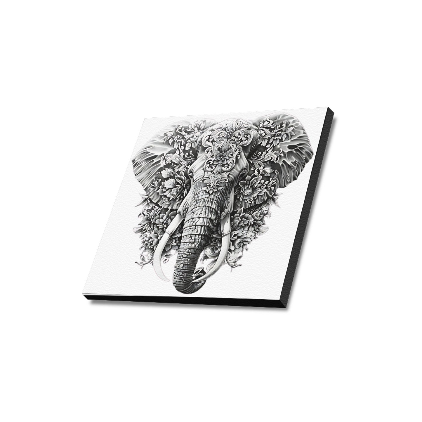 Elephant Abstract Monochromatic Canvas Print (16x16)