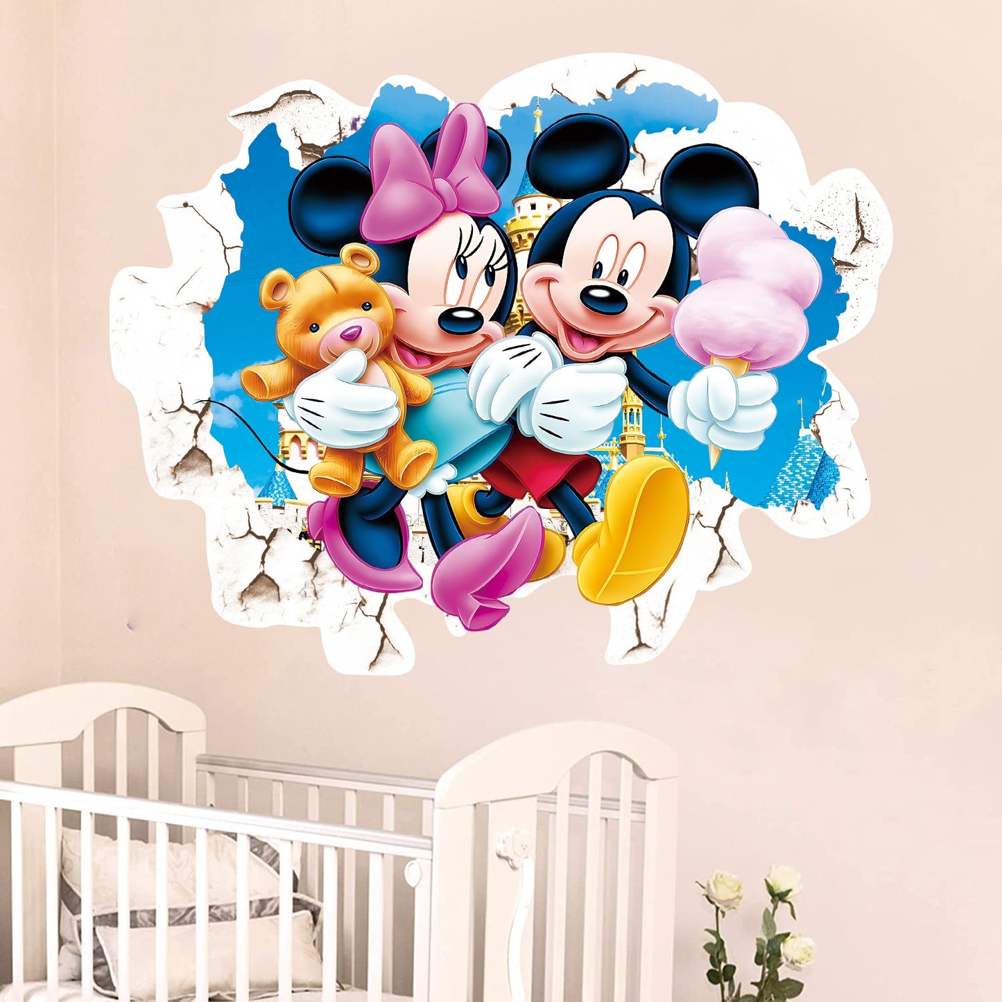 Minnie &amp; Mickey Cartoon Wall Stickers - Add Whimsy and Charm to Your Child’s Space!