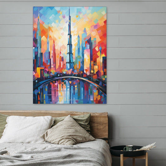 Abstract City Landscape – Oil Printed on Framed Canvas (18x24)