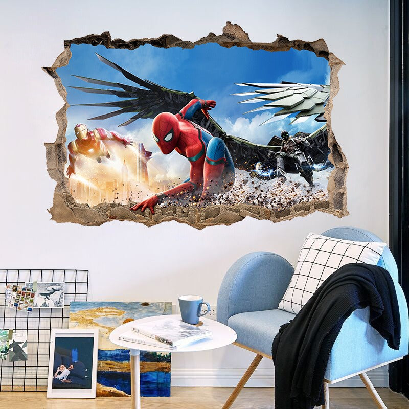 3D Spider-Man Wall Stickers Large 8 Different Designs - Bring Action-Packed Adventure to Your Walls!