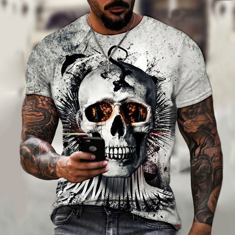 Summer Horror Skull 3D Digital Print T-Shirt