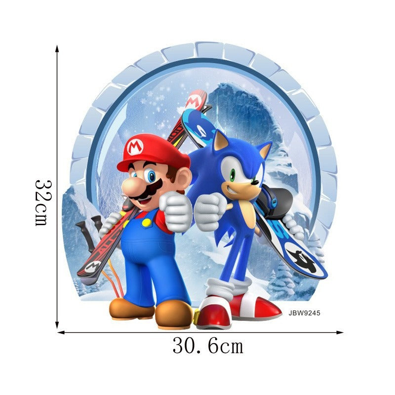 Sonic & Mario Cartoon Wall Stickers - Bring Gaming Heroes to Your Child’s Room!